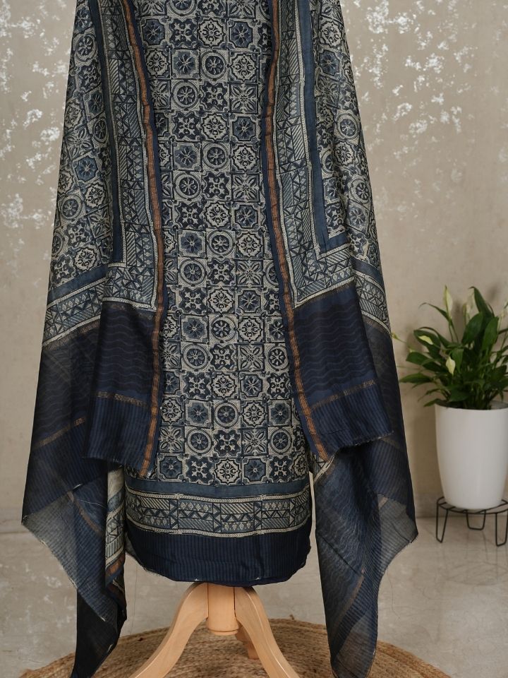 Maheshwari silk suits with digital printed shirt and dupatta with plain imported silk bottom