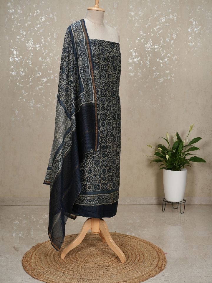 Maheshwari silk suits with digital printed shirt and dupatta with plain imported silk bottom