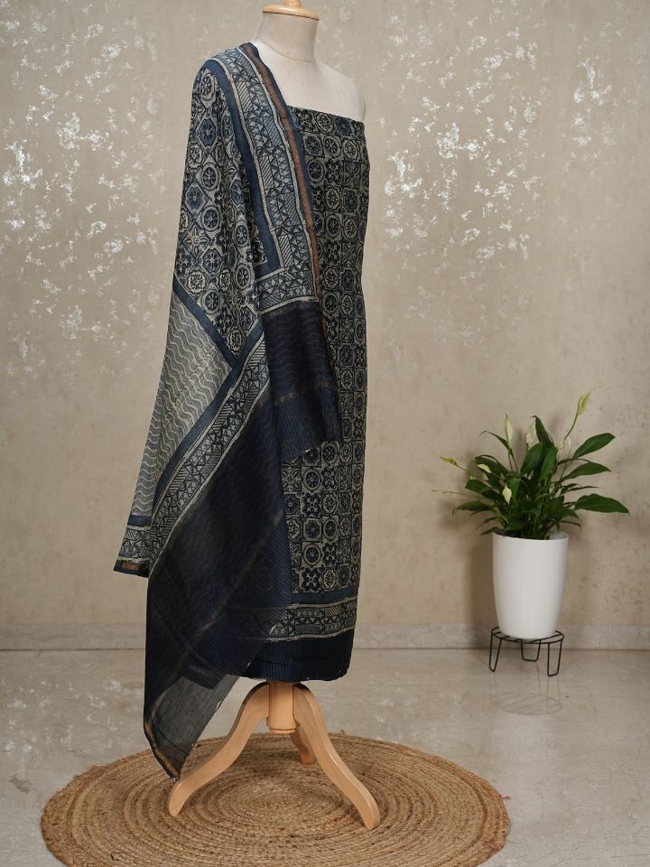 Maheshwari silk suits with digital printed shirt and dupatta with plain imported silk bottom