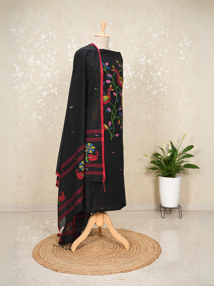 Peacock Motif mul cotton Jamdani Handloom 2-Piece Set