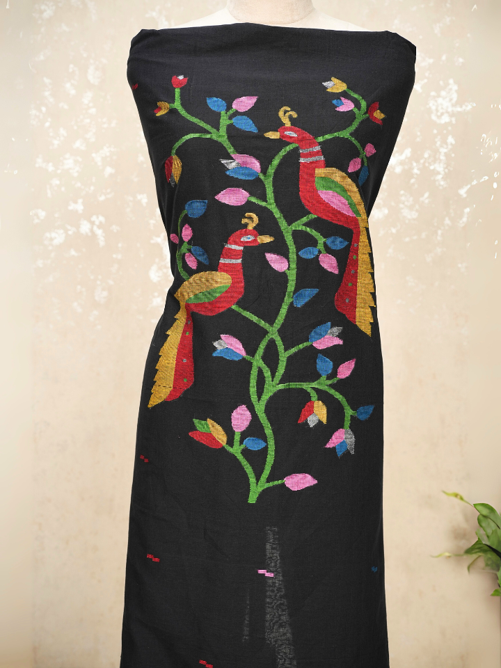 Peacock Motif mul cotton Jamdani Handloom 2-Piece Set