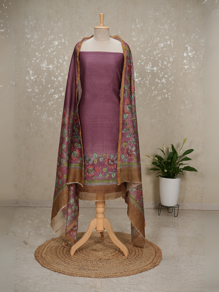 Maheshwari Silk Handpainted kalamkari suits 3pc set