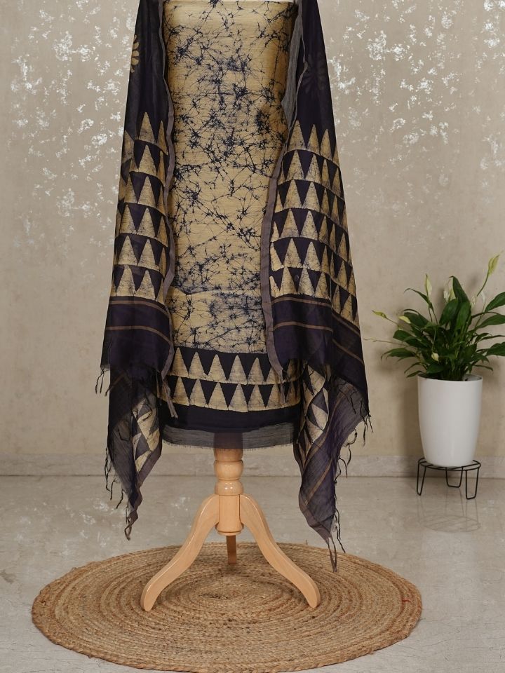 Batik Maheshwari 3-Piece Suit with Imported Bottom