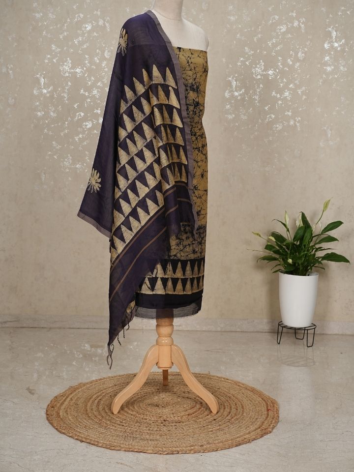 Batik Maheshwari 3-Piece Suit with Imported Bottom