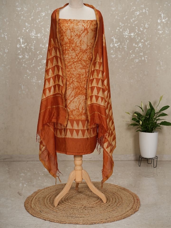 Batik Maheshwari 3-Piece Suit with Imported Bottom
