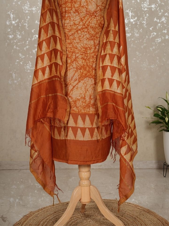 Batik Maheshwari 3-Piece Suit with Imported Bottom