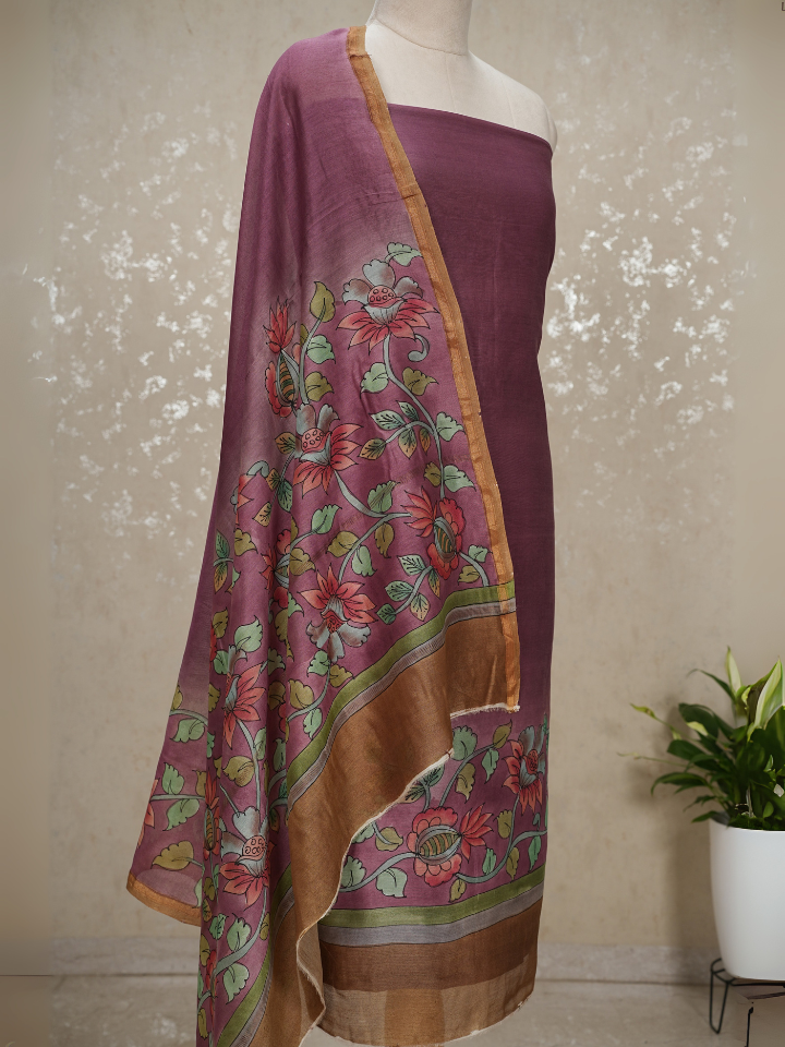 Maheshwari Silk Handpainted kalamkari suits 3pc set