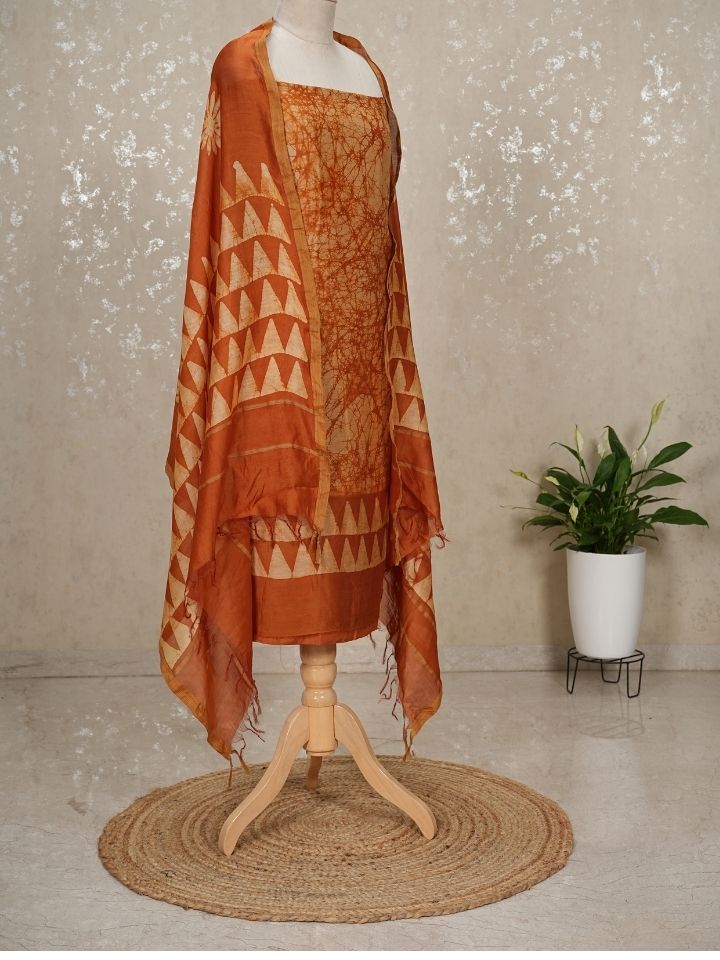 Batik Maheshwari 3-Piece Suit with Imported Bottom