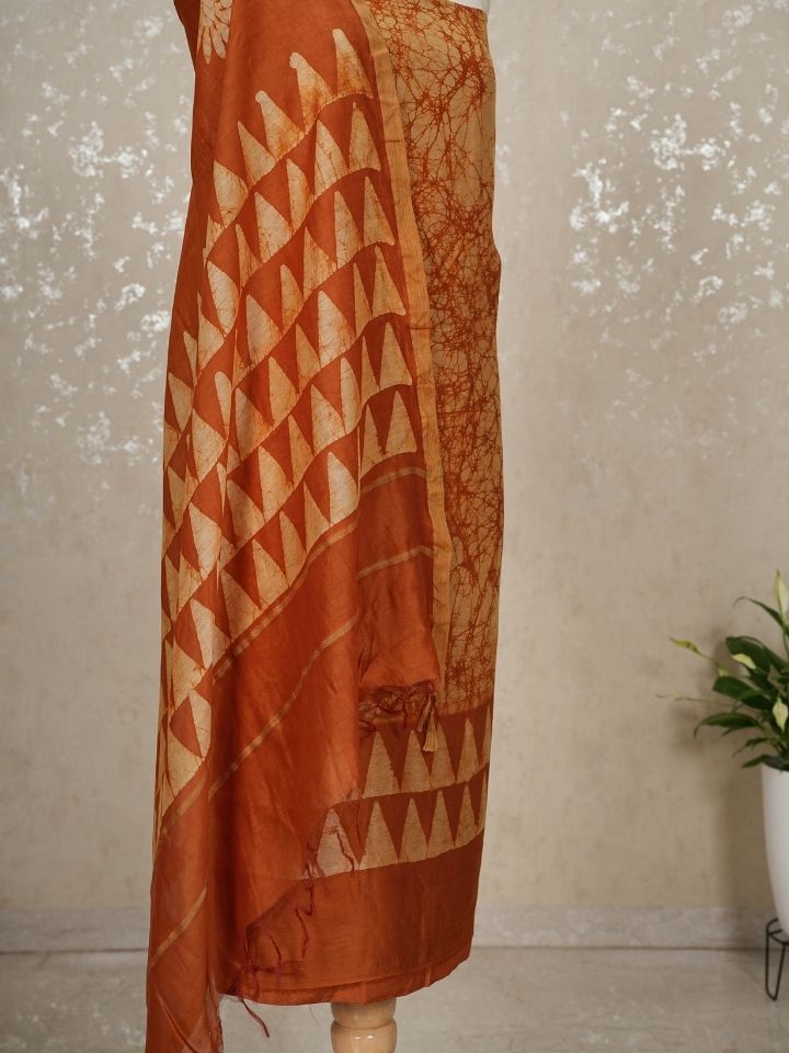 Batik Maheshwari 3-Piece Suit with Imported Bottom