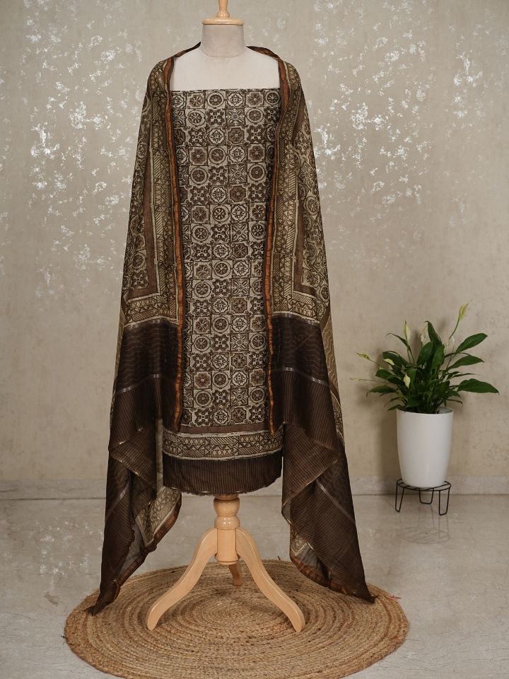 Maheshwari silk suits with digital printed shirt and dupatta with plain imported silk bottom