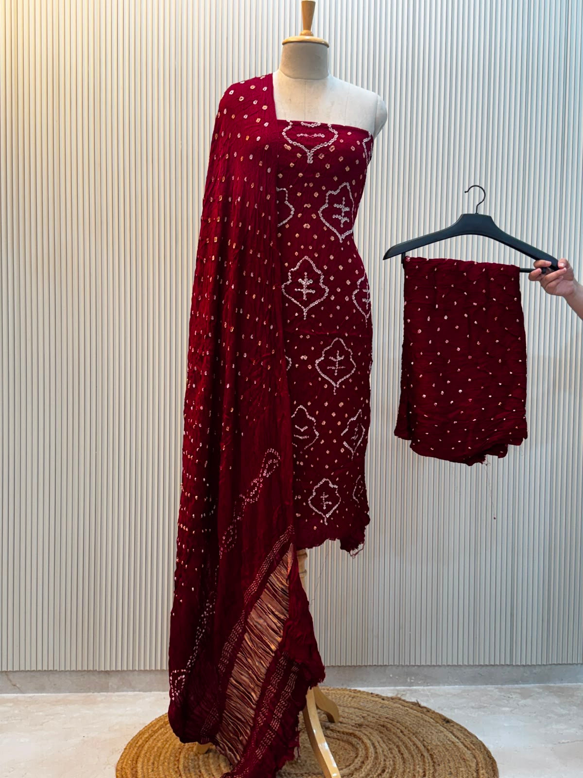 Modal Silk Bandhni 3pc Suit