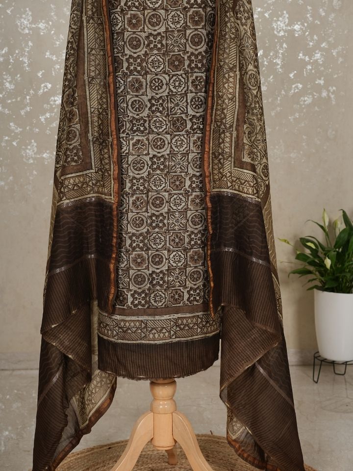 Maheshwari silk suits with digital printed shirt and dupatta with plain imported silk bottom
