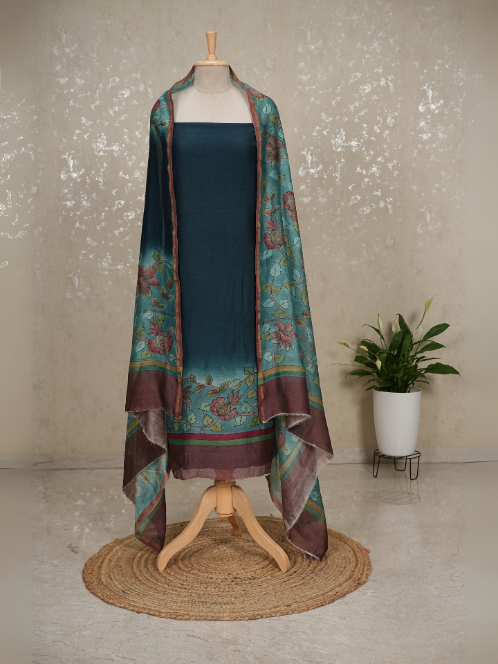 Maheshwari Silk Handpainted kalamkari suits 3pc set
