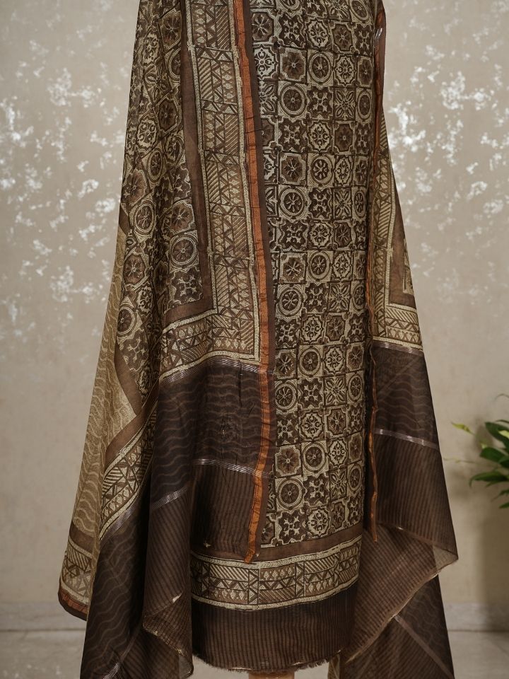 Maheshwari silk suits with digital printed shirt and dupatta with plain imported silk bottom