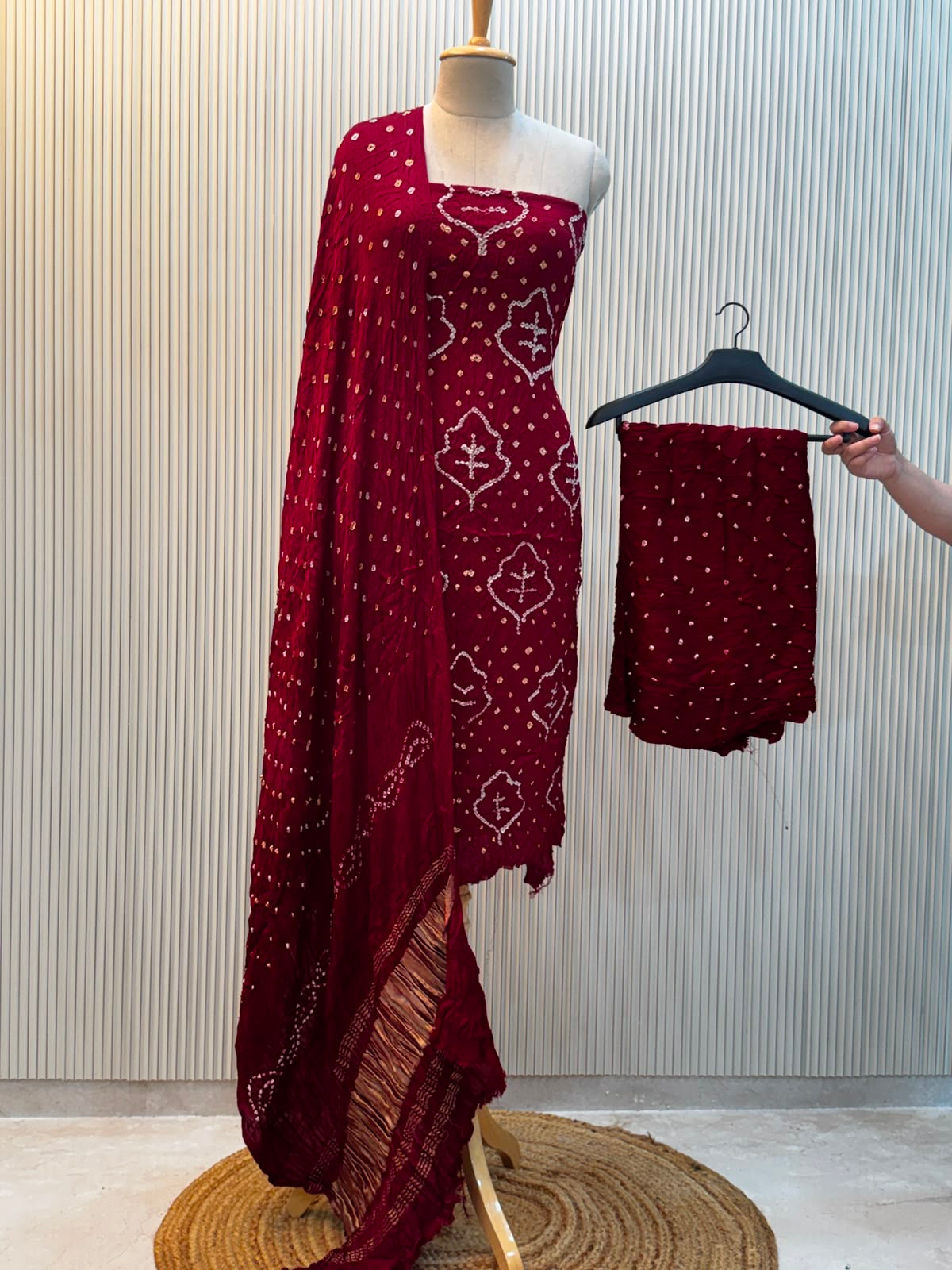 Modal Silk Bandhni 3pc Suit