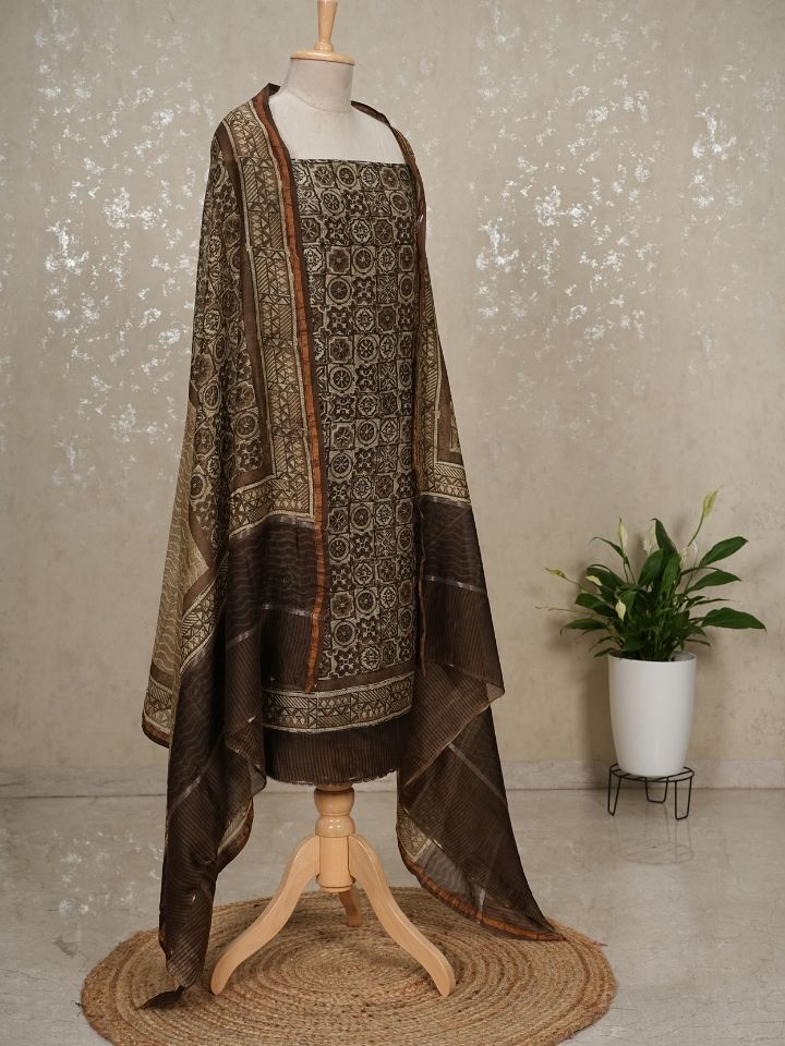 Maheshwari silk suits with digital printed shirt and dupatta with plain imported silk bottom