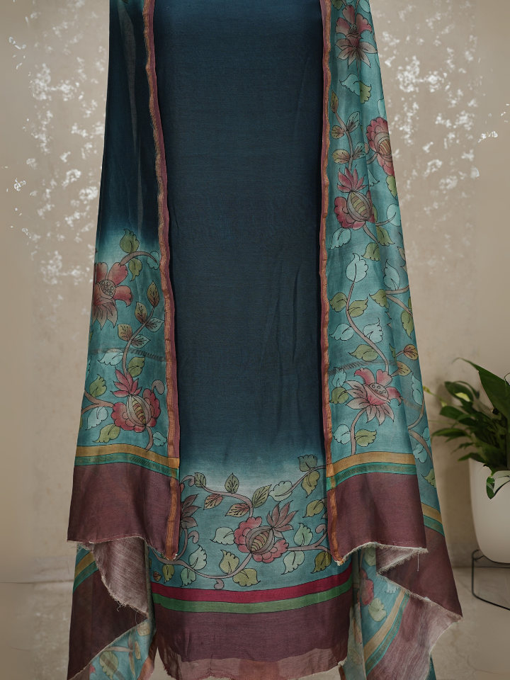 Maheshwari Silk Handpainted kalamkari suits 3pc set