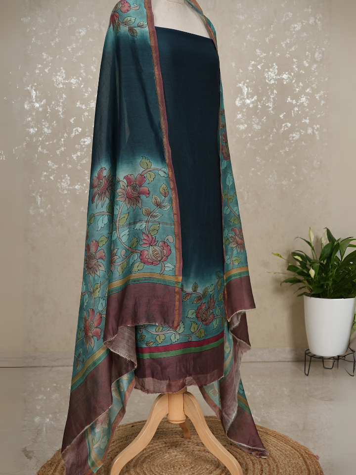 Maheshwari Silk Handpainted kalamkari suits 3pc set