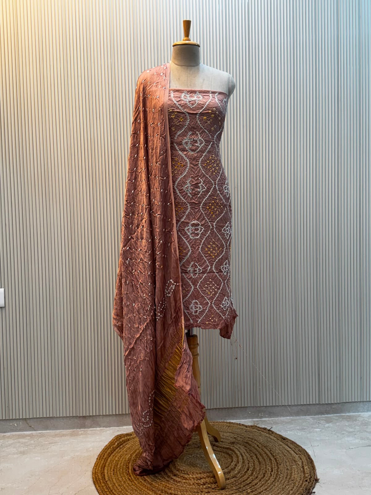 Modal Silk Bandhni 3pc Suit