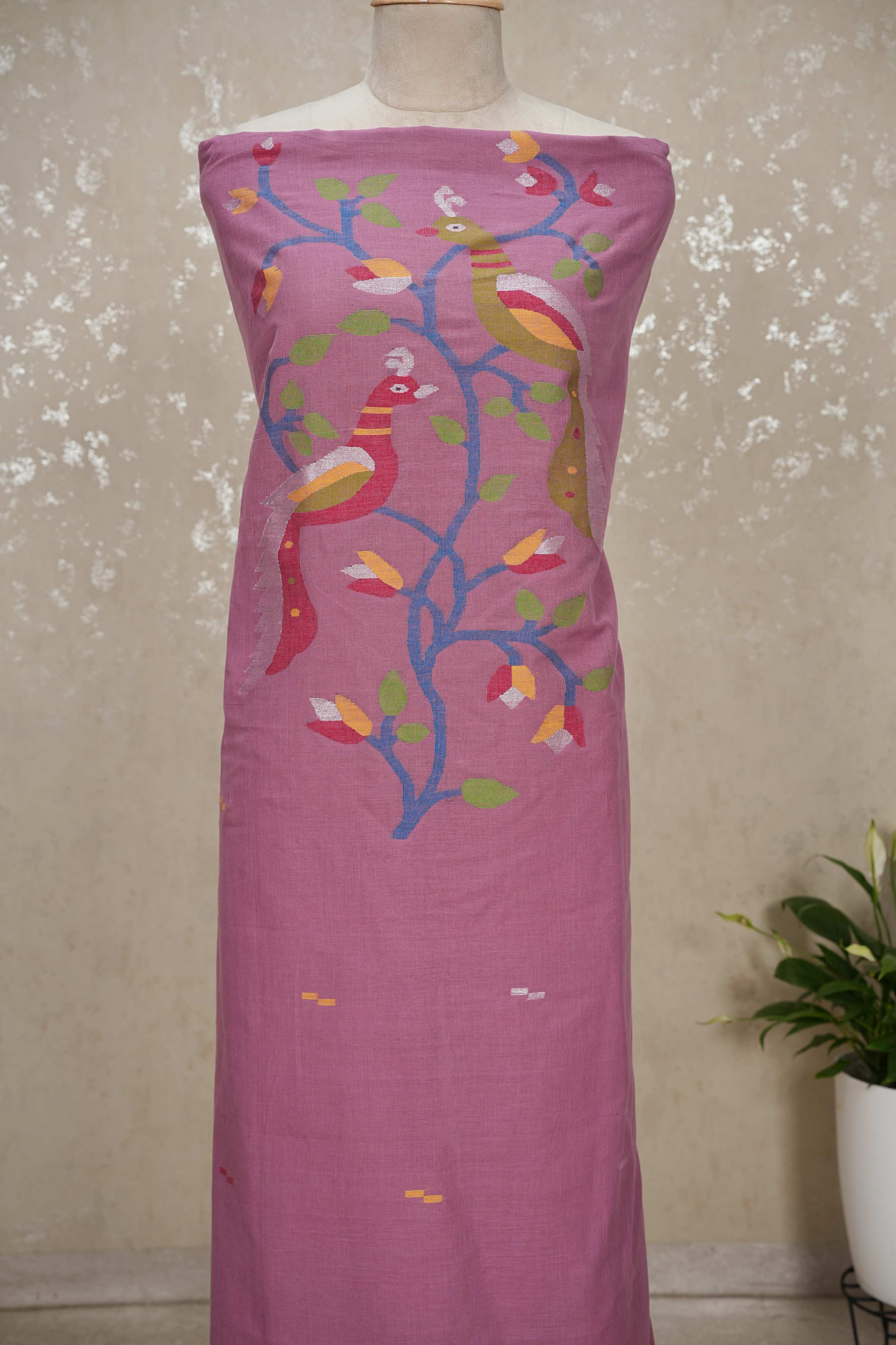 Peacock Motif mul cotton Jamdani Handloom 2-Piece Set