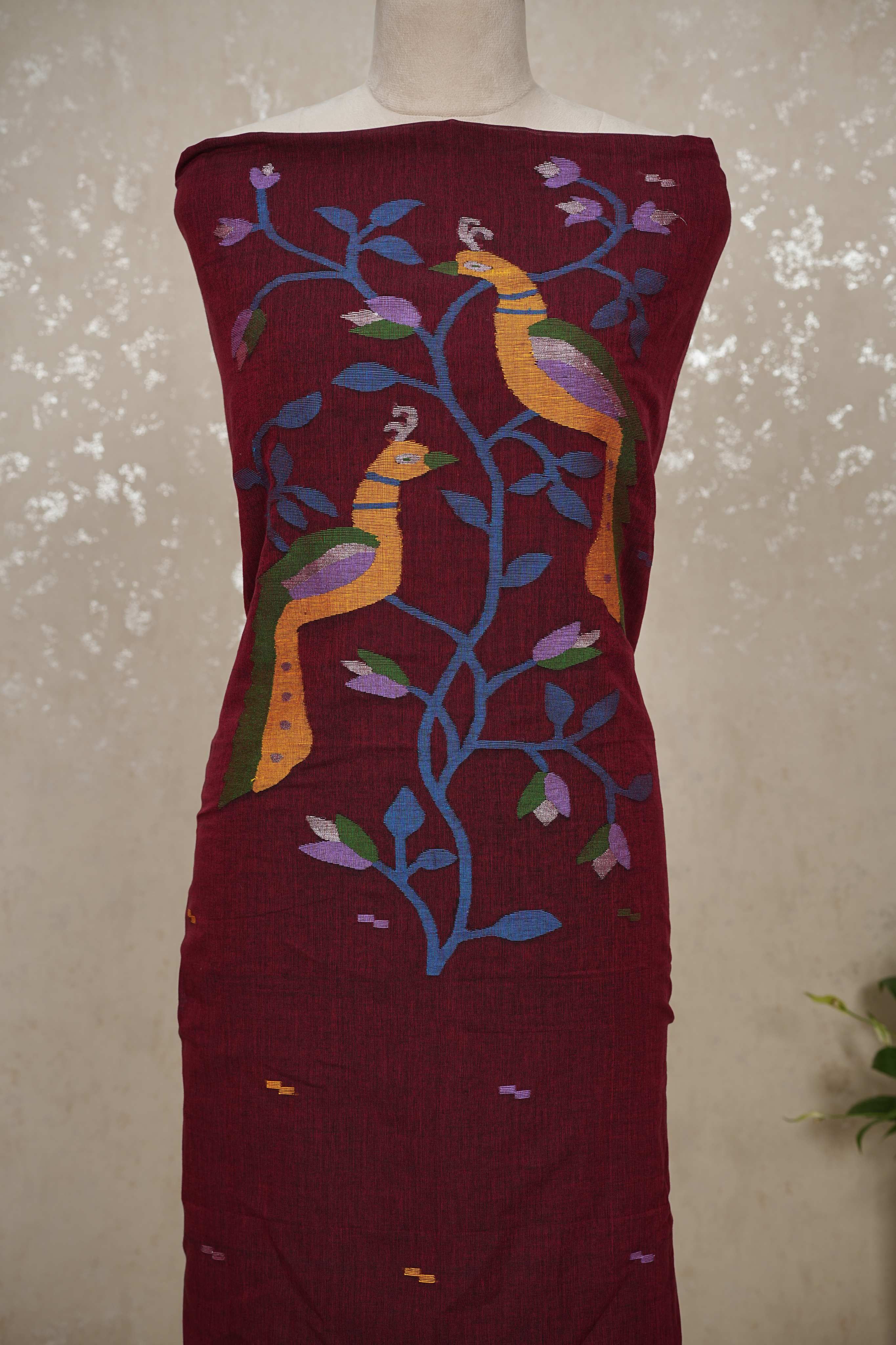 Peacock Motif mul cotton Jamdani Handloom 2-Piece Set