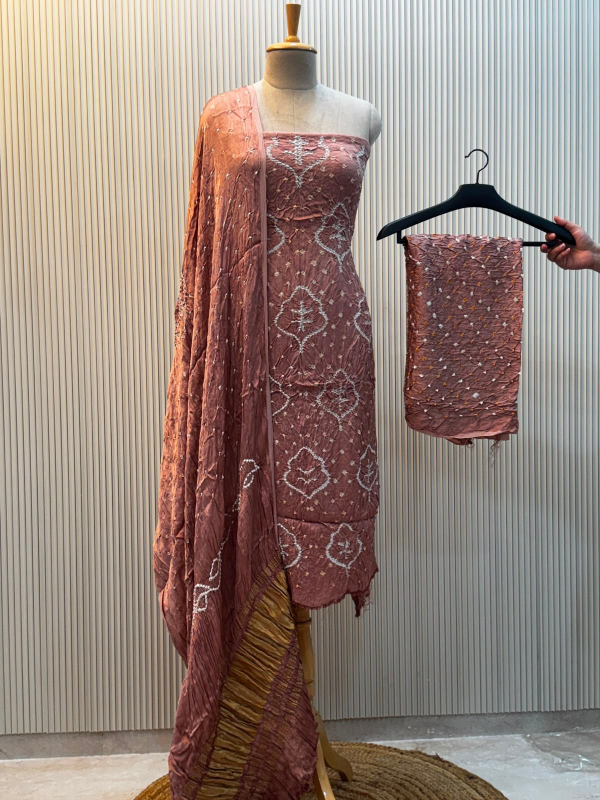 Modal Silk Bandhni 3pc Suit