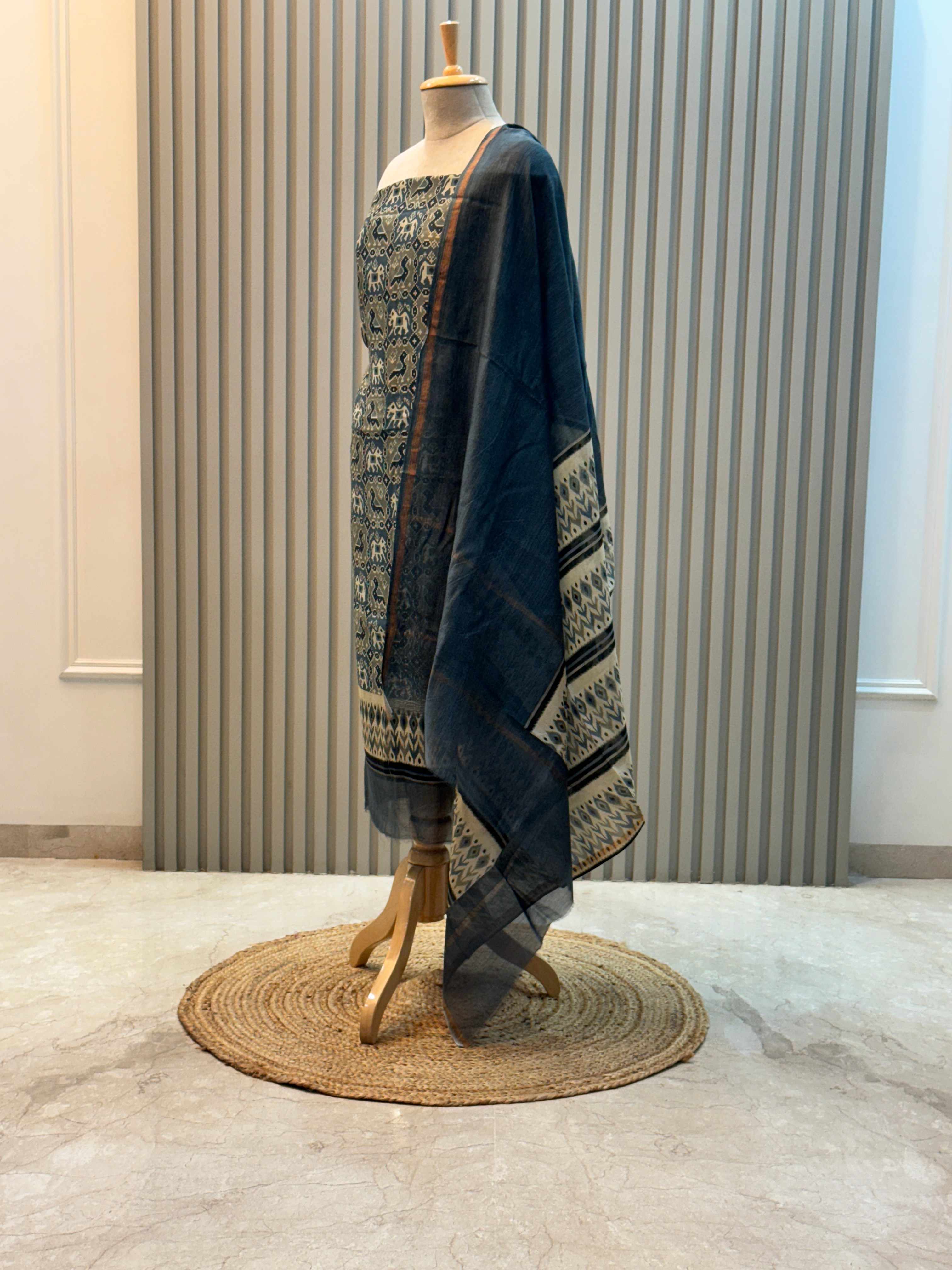 Pure Silk Maheshwari Suit with Patola Print & Vibrant Colors