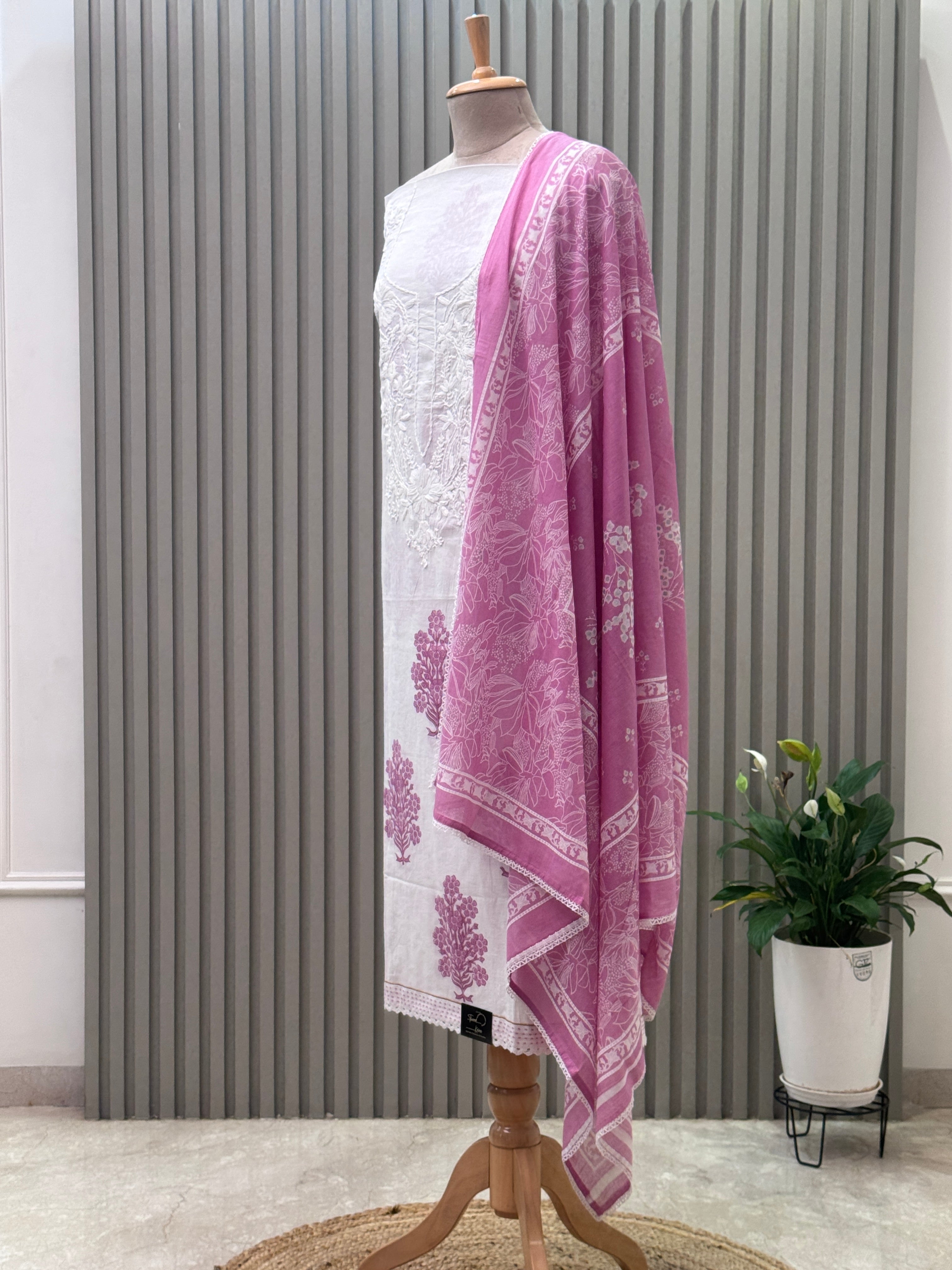 Cotton Suit Embroidered Neck Suit 3pc set