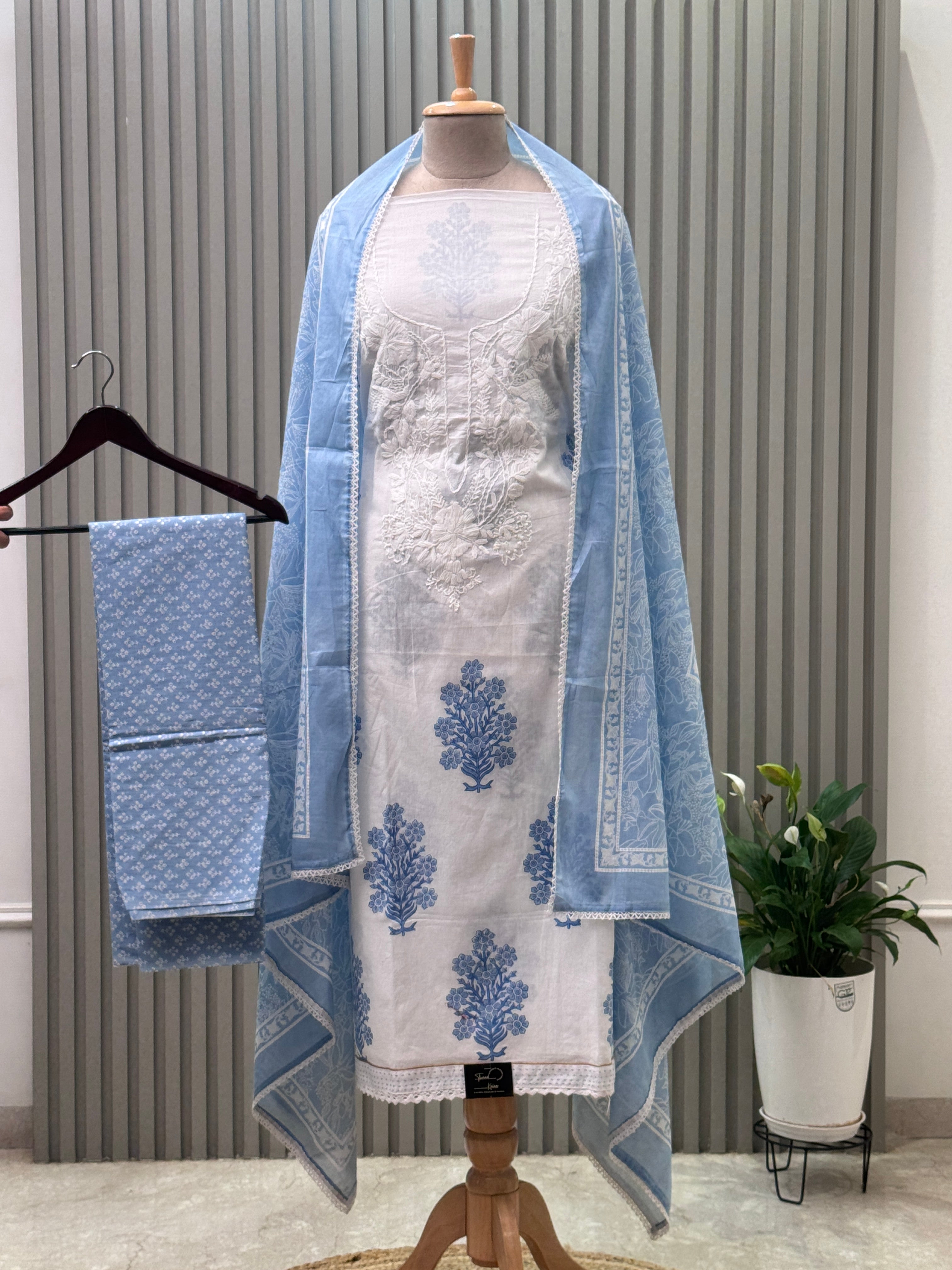 Cotton Suit Embroidered Neck Suit 3pc set