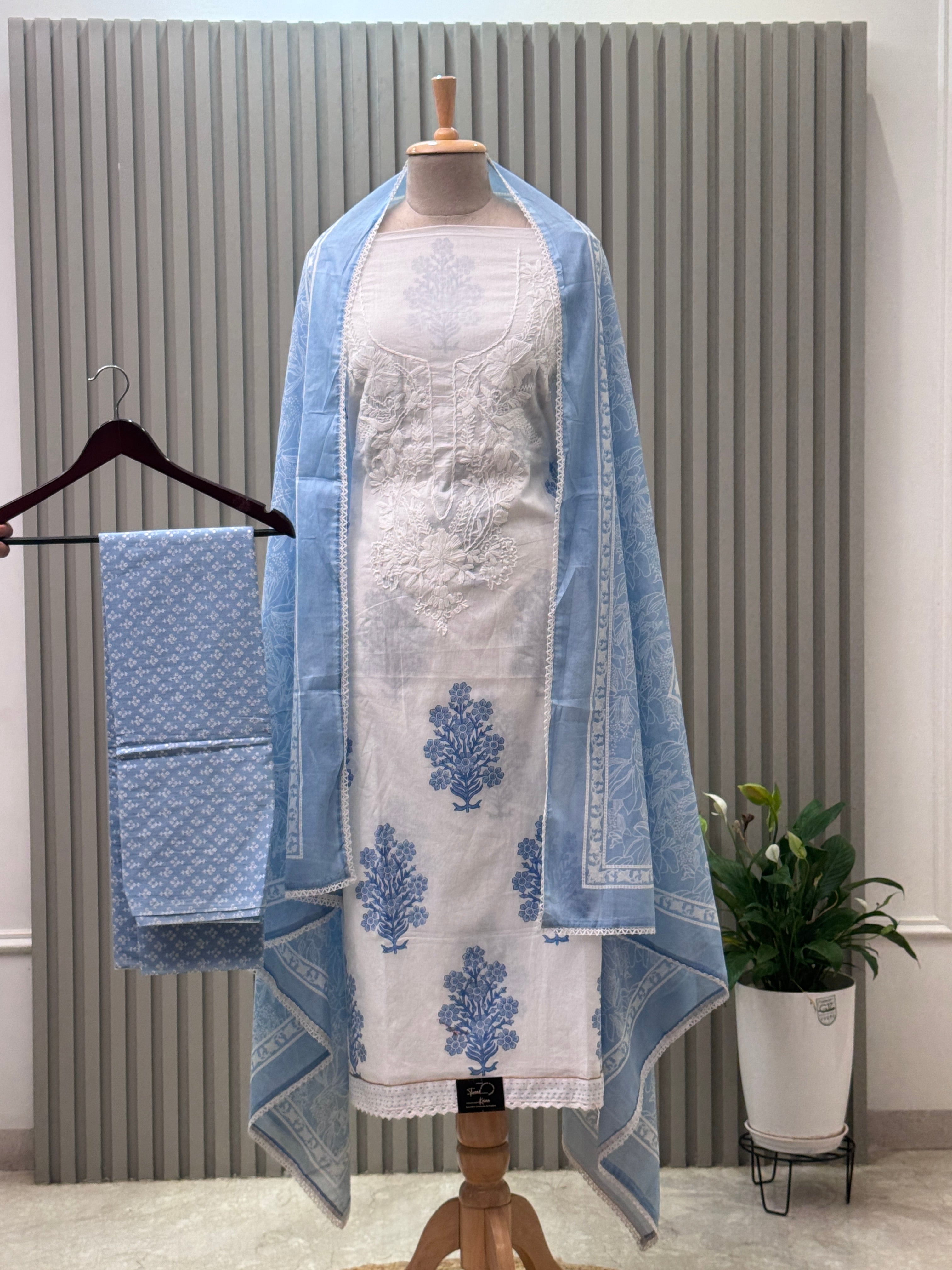 Cotton Suit Embroidered Neck Suit 3pc set