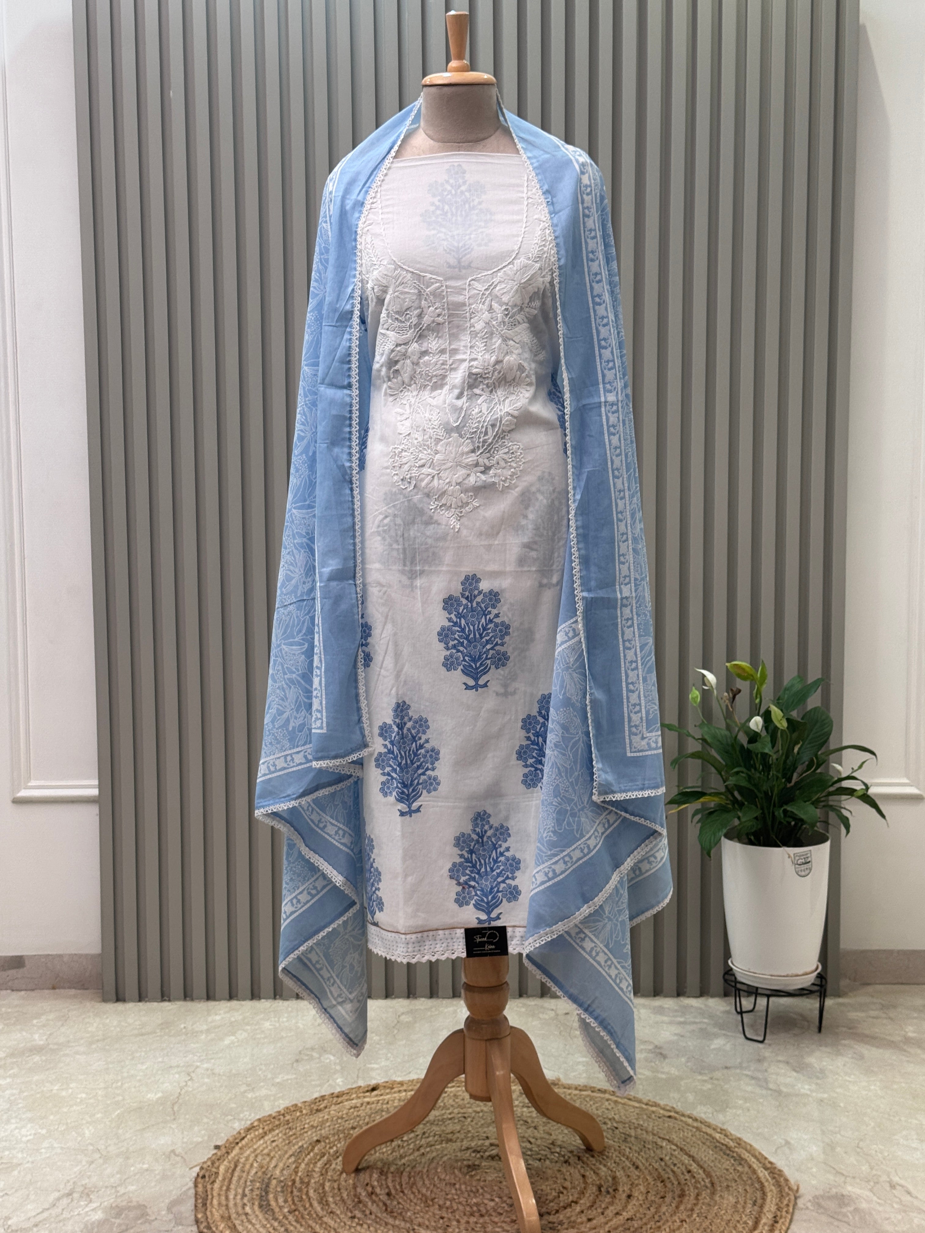 Cotton Suit Embroidered Neck Suit 3pc set