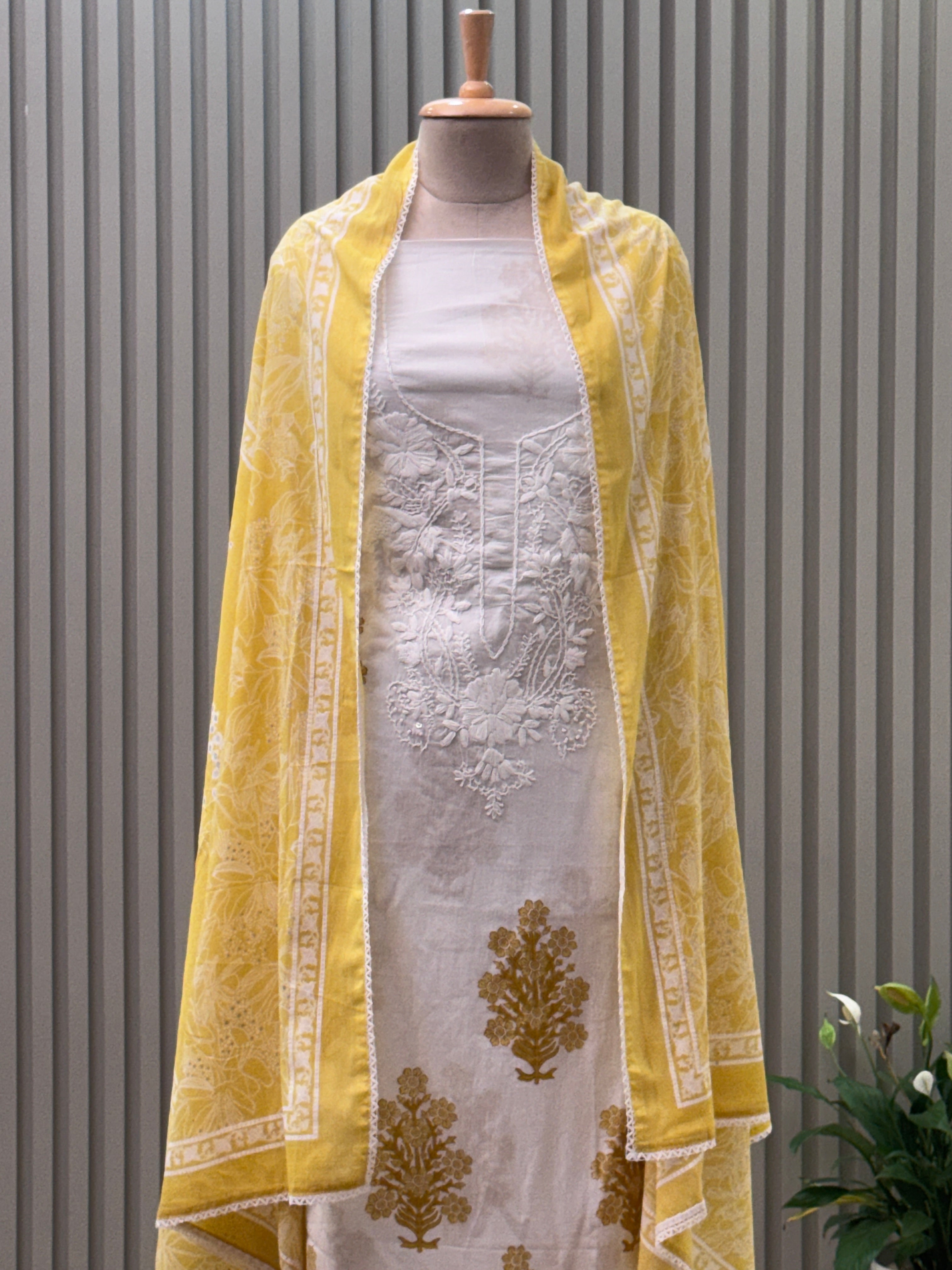 Cotton Suit Embroidered Neck Suit 3pc set