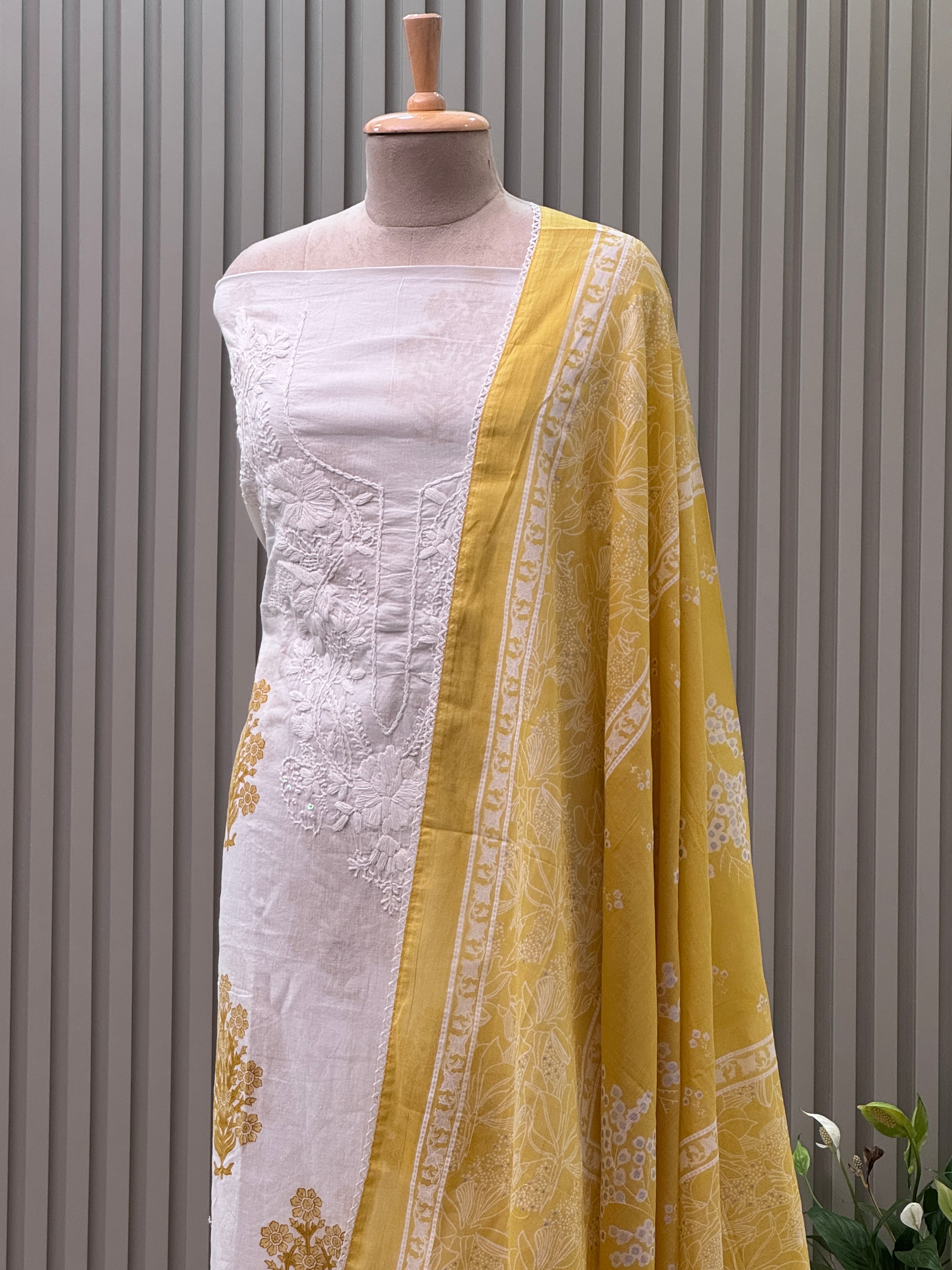 Cotton Suit Embroidered Neck Suit 3pc set