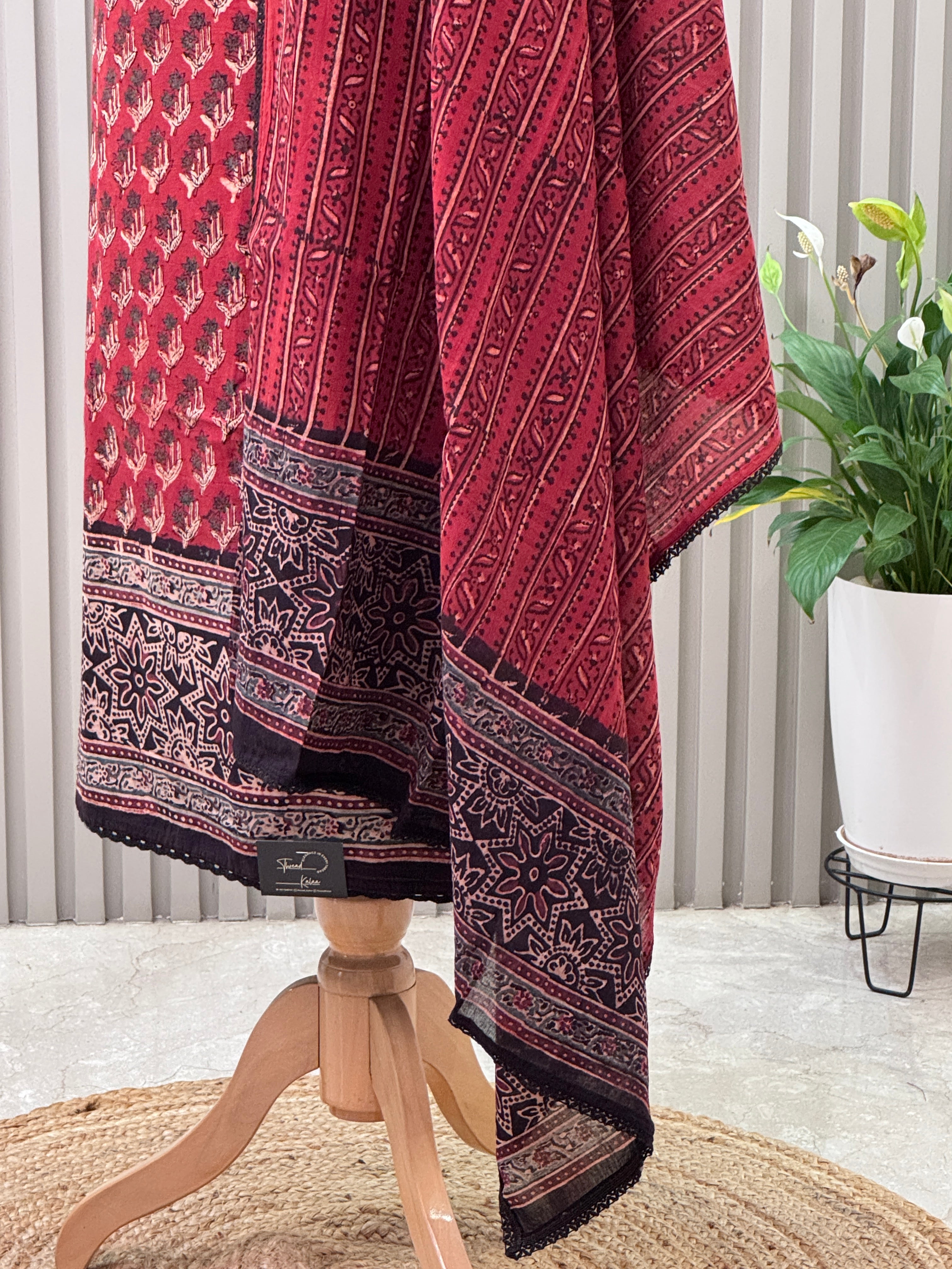 Cotton Ajrakh Print 3-Piece Suit – 100% Pure Cotton