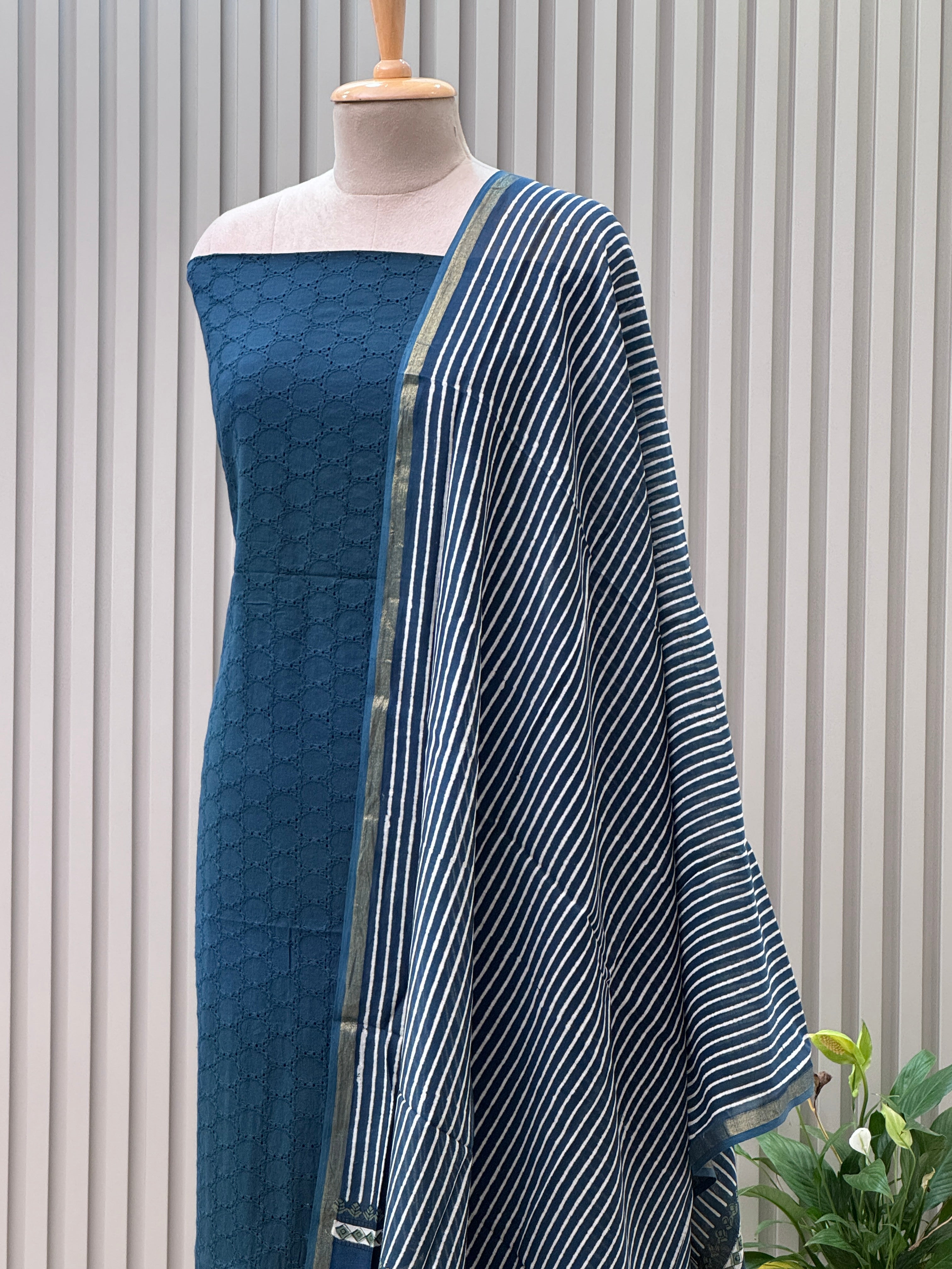 Elegant Schiffli & Pure Cotton Pichwai Art 3-Piece Suit