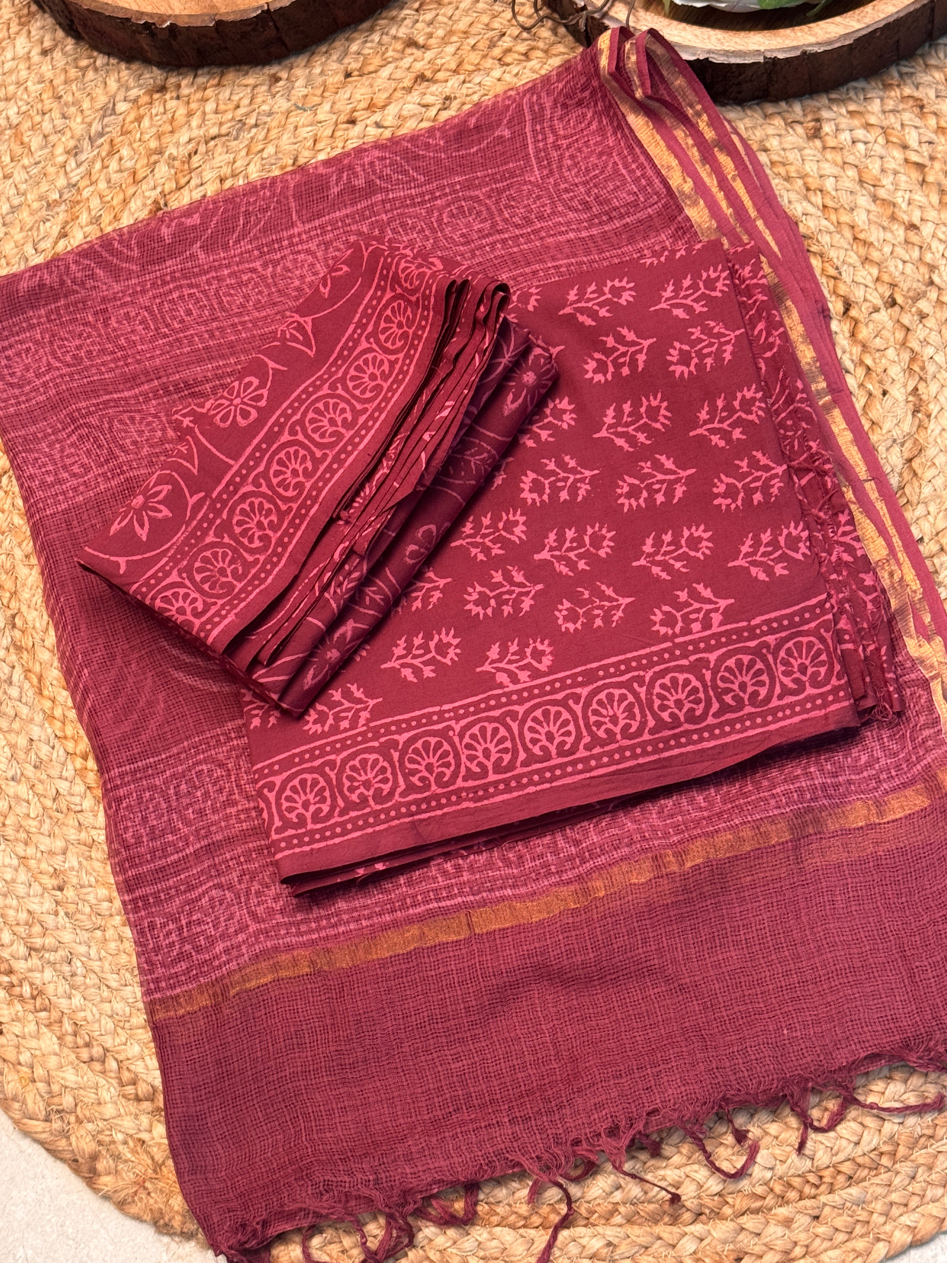 Elegant Cotton Suit with Kota Doria Dupatta