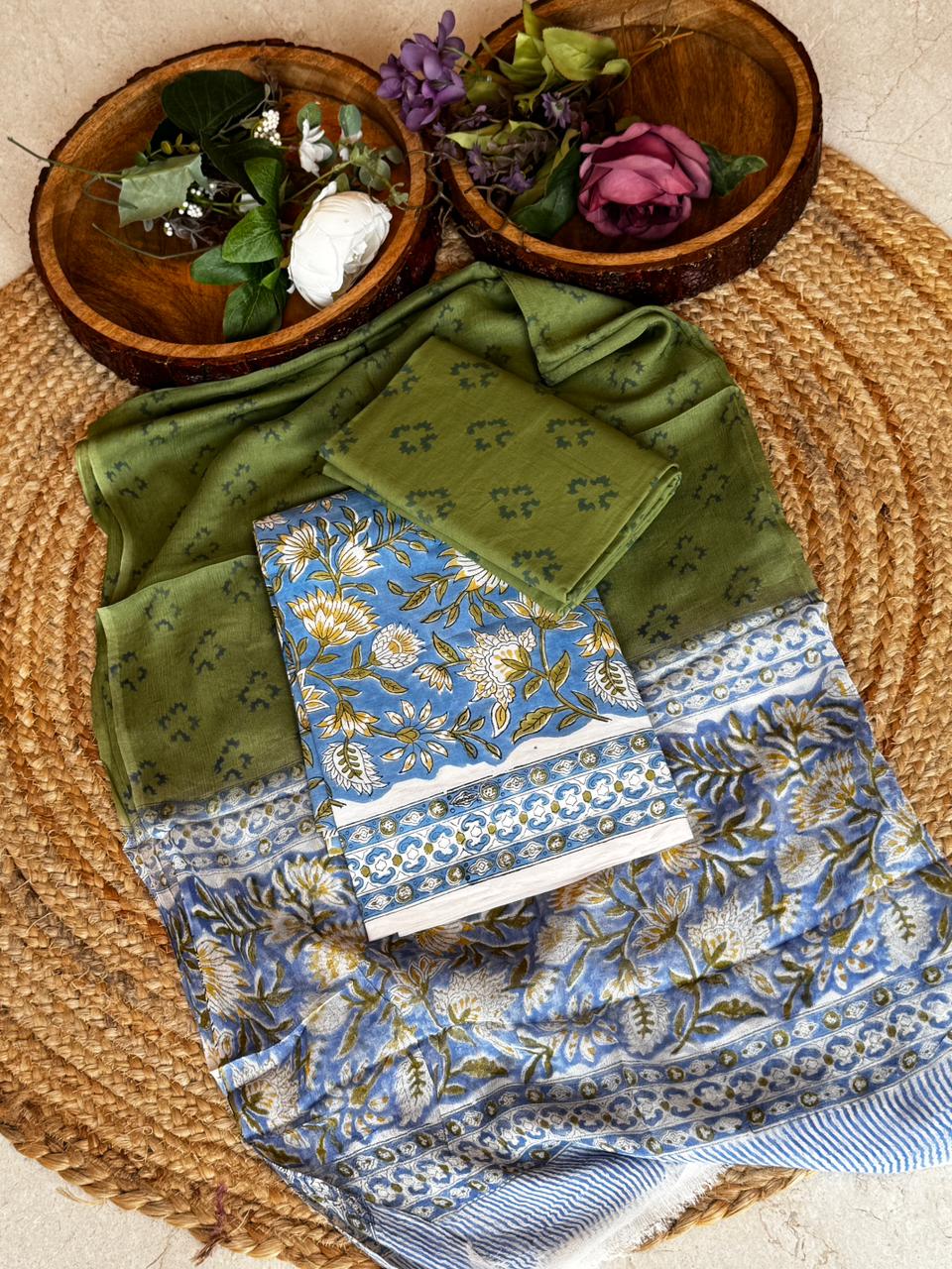 PURE cotton suit with chiffon dupatta suit