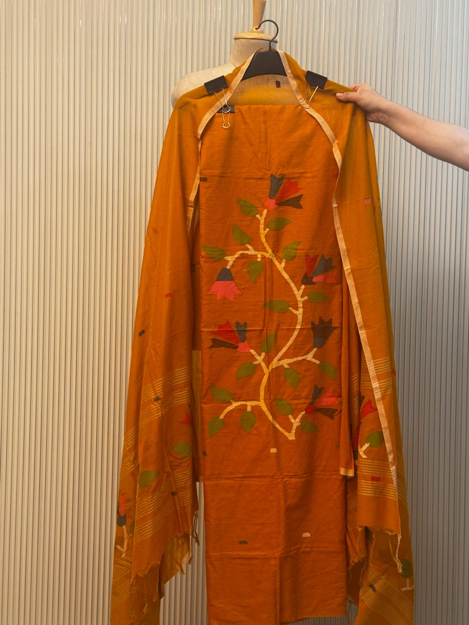 Pure Mul Cotton Handloom Jamdani Suit with Dupatta – 2 Piece