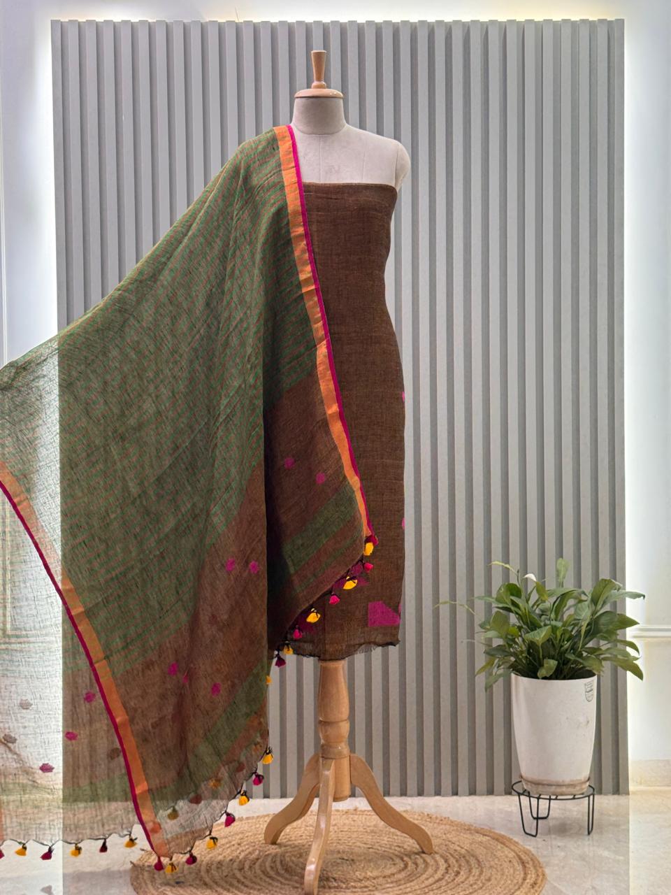 pure cotton jamdani dress material Cotton Sarees Bengali Cotton Dress Materials Jamdani Cotton Dress Material RKG SHOPPING
